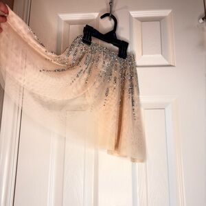 Embellished Beige Tulle Skirt